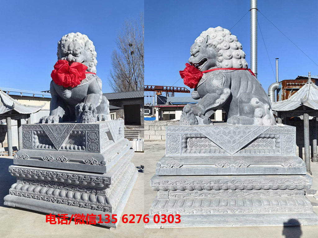 石雕獅子圖片 門口擺放石雕獅子的寓意和象征風水