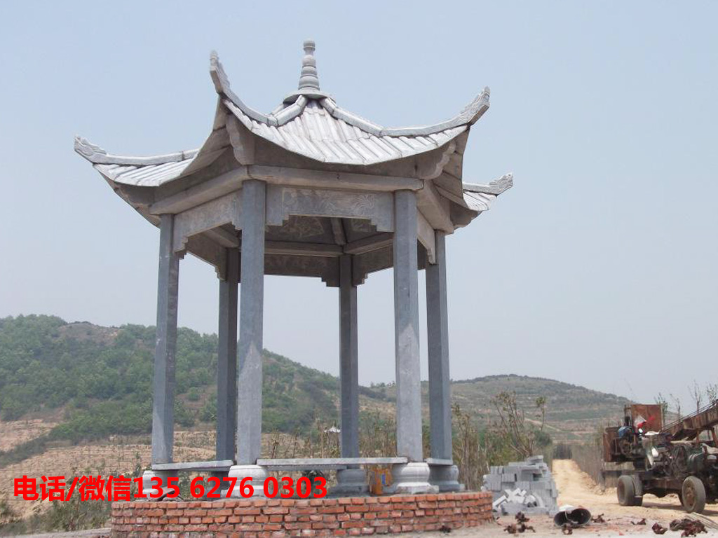 六角石亭子單層石雕涼亭圖片 石雕涼亭圖片大全_六角石亭子多少錢一座