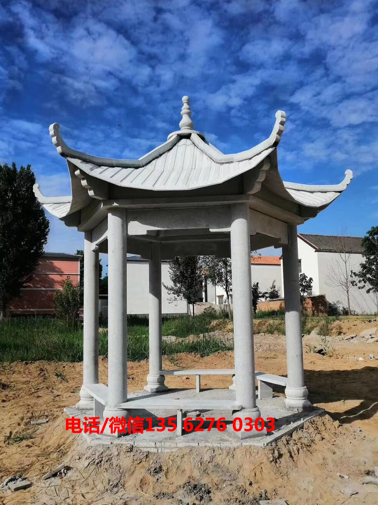 石雕涼亭圖片大全_六角石亭子多少錢一座